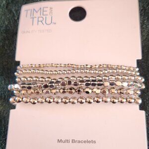 Shiny silver stretchy bracelets